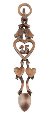 Llwy Cadwyn Cariad 25ain Penblwydd Priodas - 020a